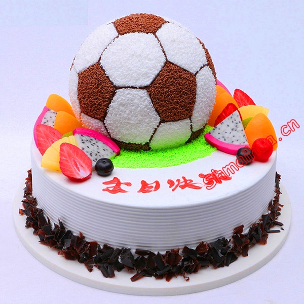 足球健将-双层（6寸+10寸）水果蛋糕,足球健将形状