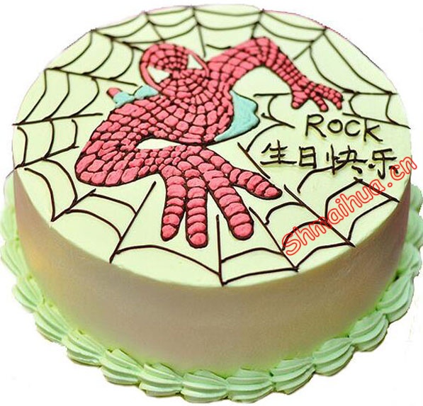 蜘蛛超人-8寸/2磅 鲜奶蛋糕,蜘蛛侠创意蛋糕